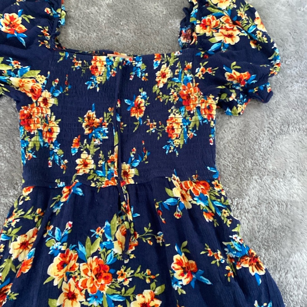 Summer floral dress puff sleeve